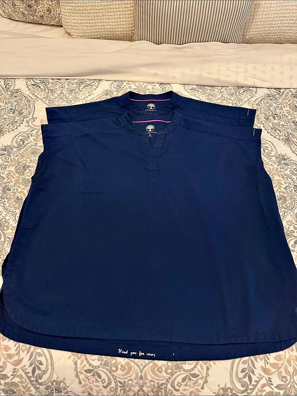 Two Healing Hands Women's Journey Mandarin Collar Scrub Tops Journey Mandarin Co